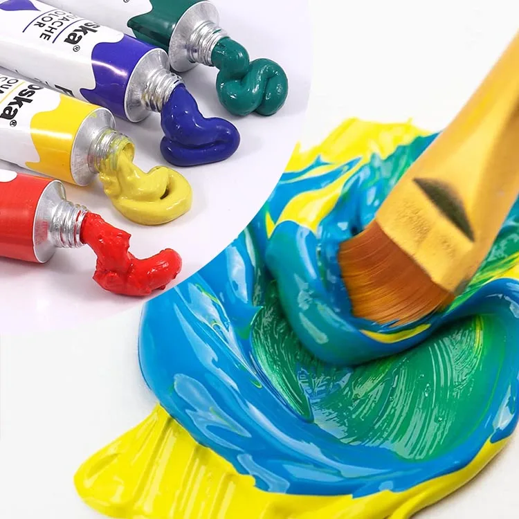 Foska Rich Quality and Opaque Coverage 12 Vibrant Colors Gouache Paint Sets for Artists with 0.4oz 12ml Tube Package