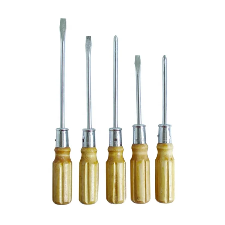 5PCS Woodworking Tools Hex Shank Drill Screw Magnet Screwdriver Bit Holder With Wooden Handle