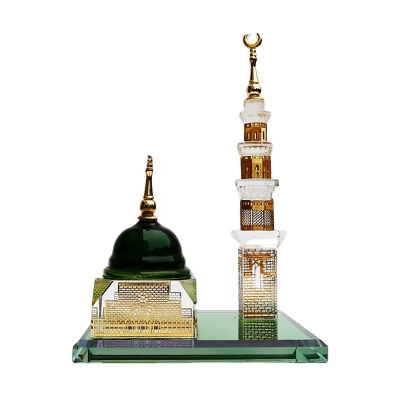 Islamic Muslim Crystal Al Masjid Al-Nabawi Muhammad Madina Mosque Model Crafts Gifts