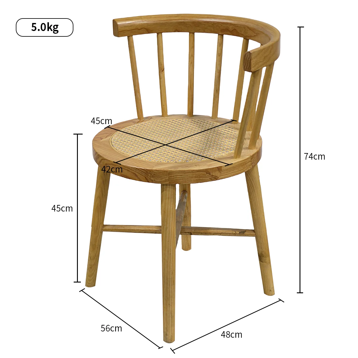 New Design Wholesale Solid Ash Wood Rattan Windsor Chair Retro Leisure Dining Chairs Chair For Home Office Department Hotel