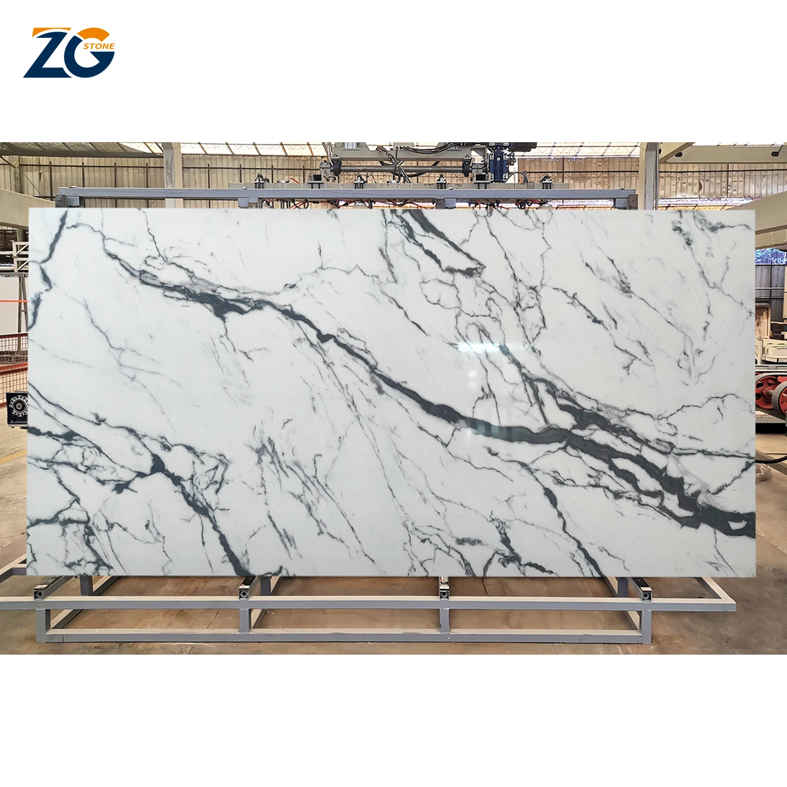 ZGSTONE 1600x3200 мм внутренняя стена фарфоровая мраморная столешница дизайн Calacatta белый глянцевый спеченный камень для пола