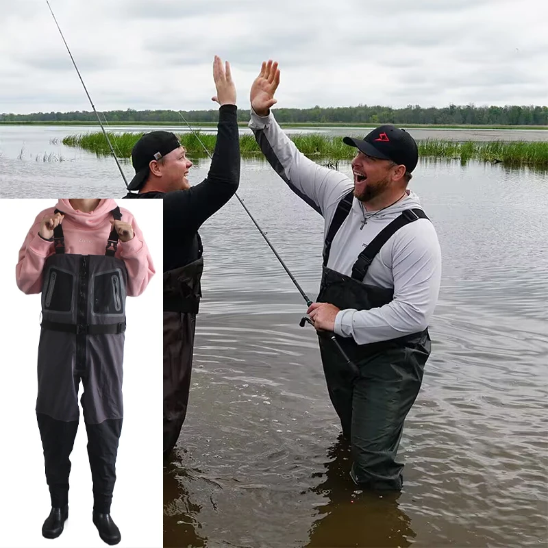 manufacturer Waterproof 3 layer breathable Waders Chest High Fishing Waders with Boots