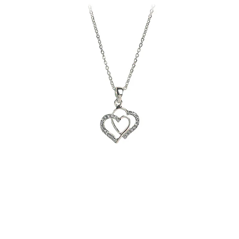New Factory Supply Gift Jewelry Wife Girls Interlocking Heart Collar Necklace For Women Lovers