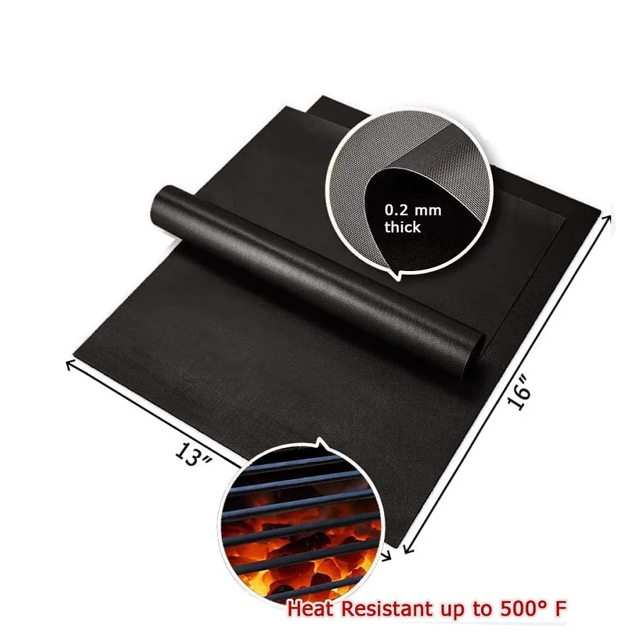 Reusable and Dishwasher Safe Black Fireproof Barbecue grill mat