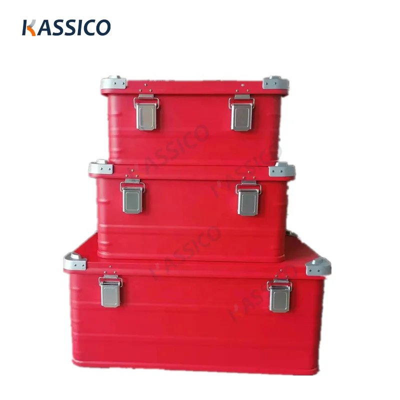 KASSICO Cerise Aluminium Hard Case Tool Box Outdoor Camping Glamping Transport Case Container