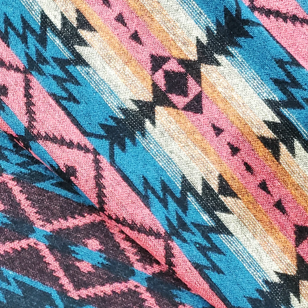 Factory Direct 2022 Wool Fabric Amazon Bohemian Geometric Aztec Design Navajo Pattern Wool Polyester Fabric for Coat Shawl