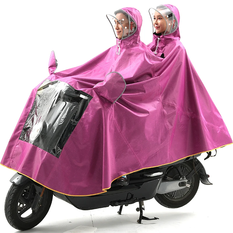 different color high quality fashion two-Person motorcycle raincoat riding E-bike Rain Poncho