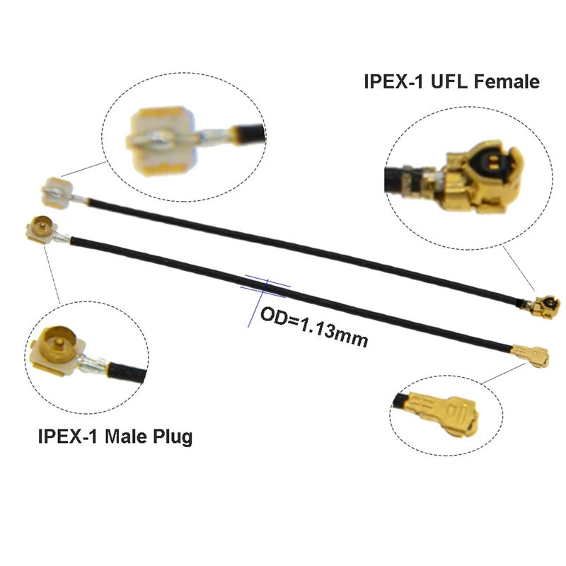 IPEX Cable Male Plug IPEX1 to IPEX4 MHF4 u.fl IPX Female Jack Connector RF 0.81 Coaxial Cable Jumper for 3G 4G Wifi