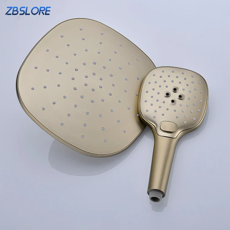 Modern Gold 3 in 1 Thermostatic Shower Column With Slide Rail And High Pressure Shower Head