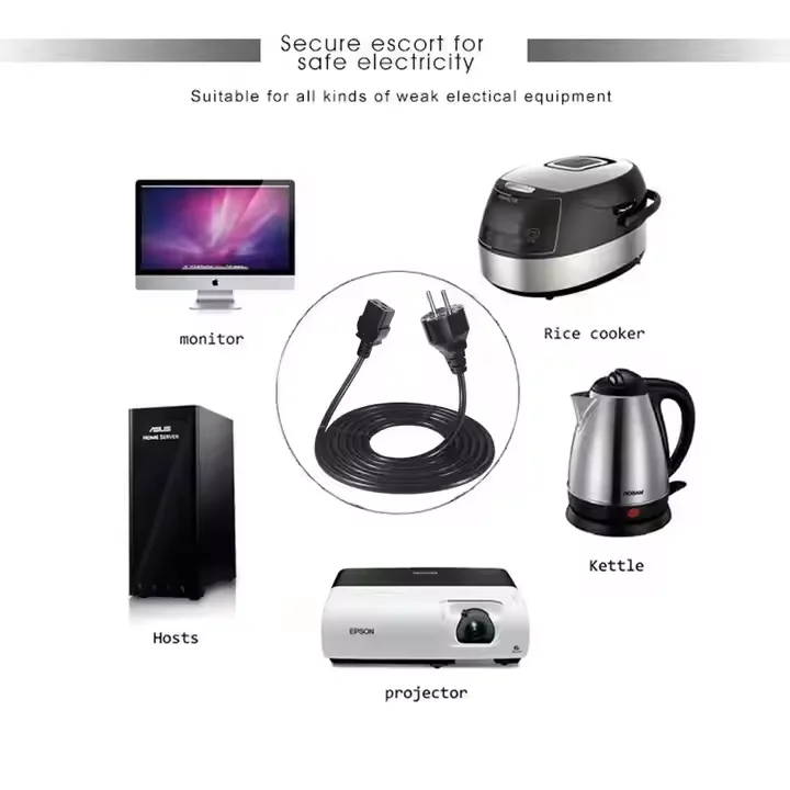 3 Pin Iec 320 Connector Extension Replacement Plug Wire C19 To Schuko extension ac Power Cord Lock