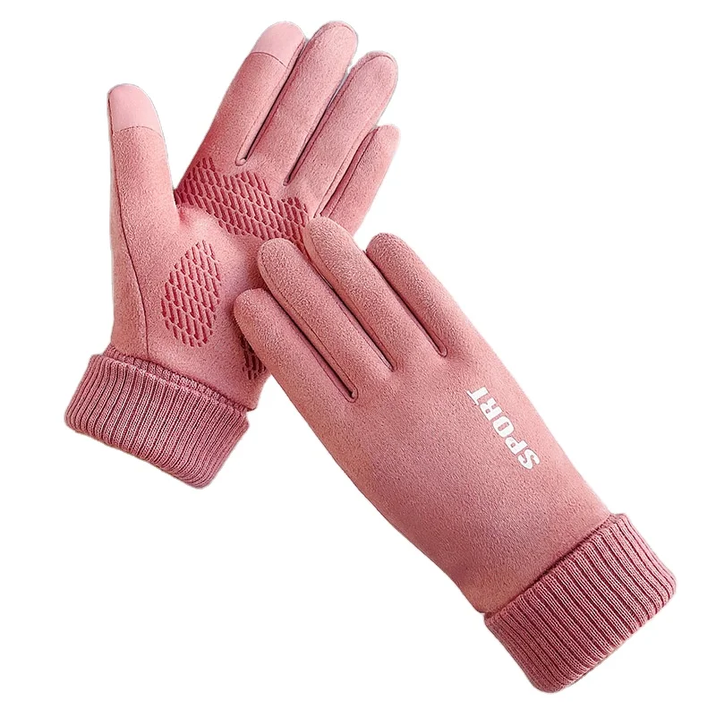 High Quality  Knitted Gloves Winter Thicken Warm Wool Cashmere Solid  Touch Screen Riding Outdoor Sports Gloves