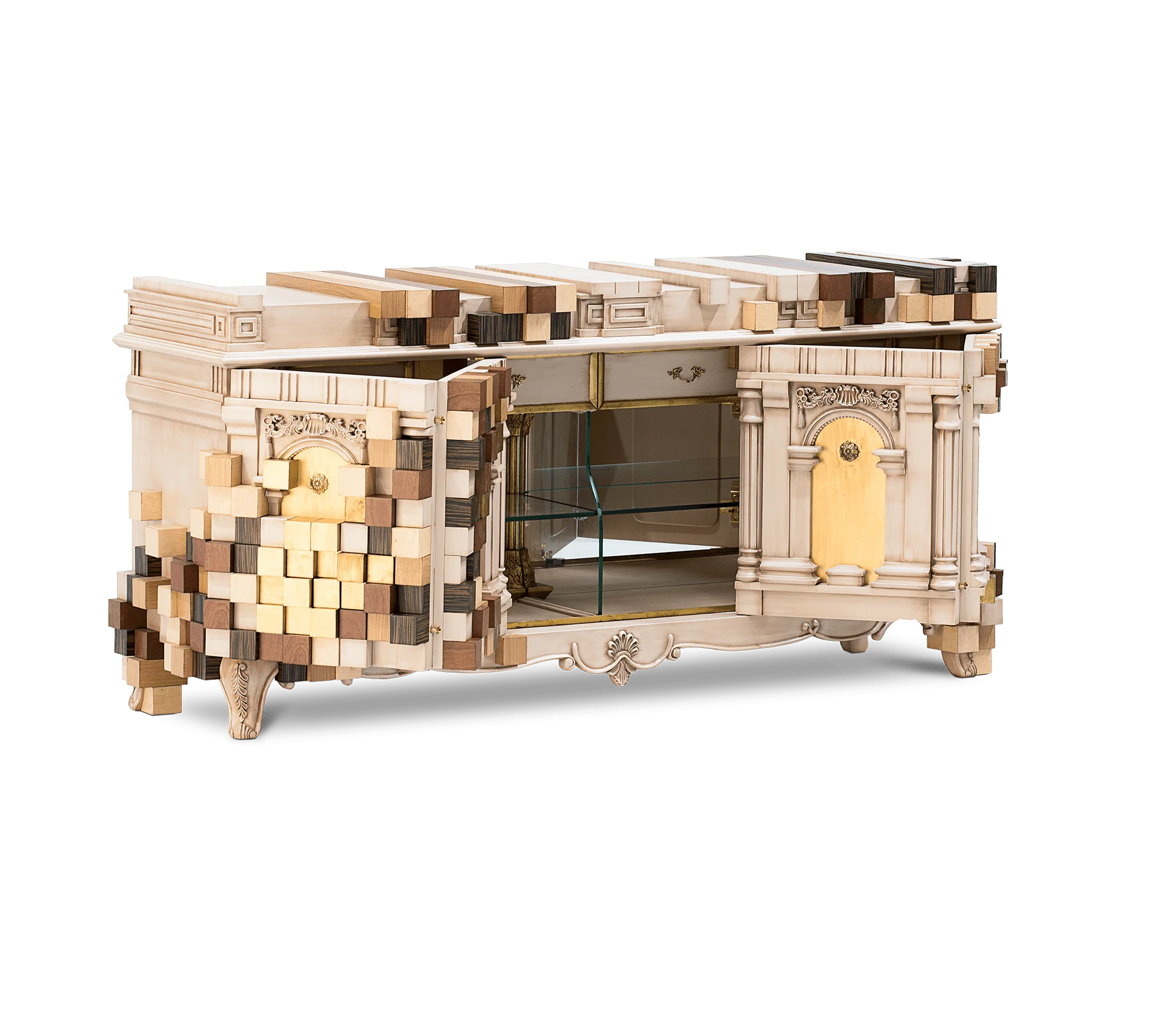 Nordic white high-gloss sideboard luxury wood buffet Modern bedroom luxury chest of drawers