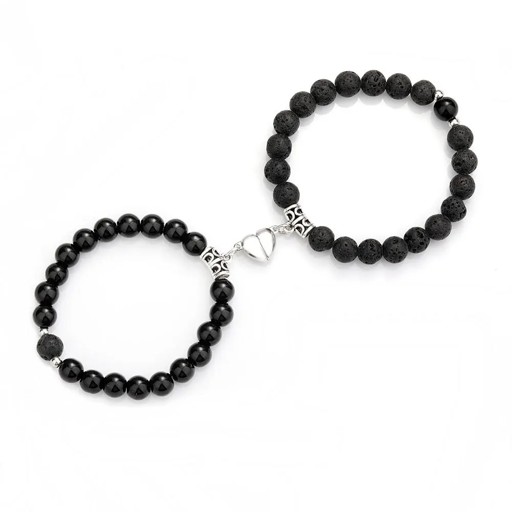 2pcs Set Magnetic Couples Bracelets for His and Her Friendship Beads Bracelet Magnet Heart Distance Couple Matching Bracelets