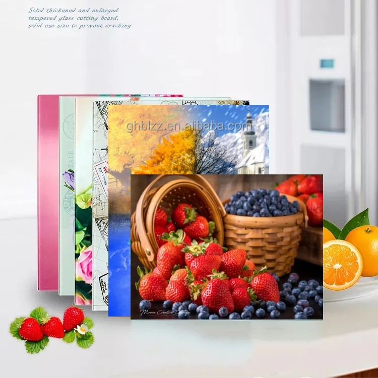 Sunmeta Custom Tempered Sublimation Chinchilla Glass Cutting Board for Kitchen