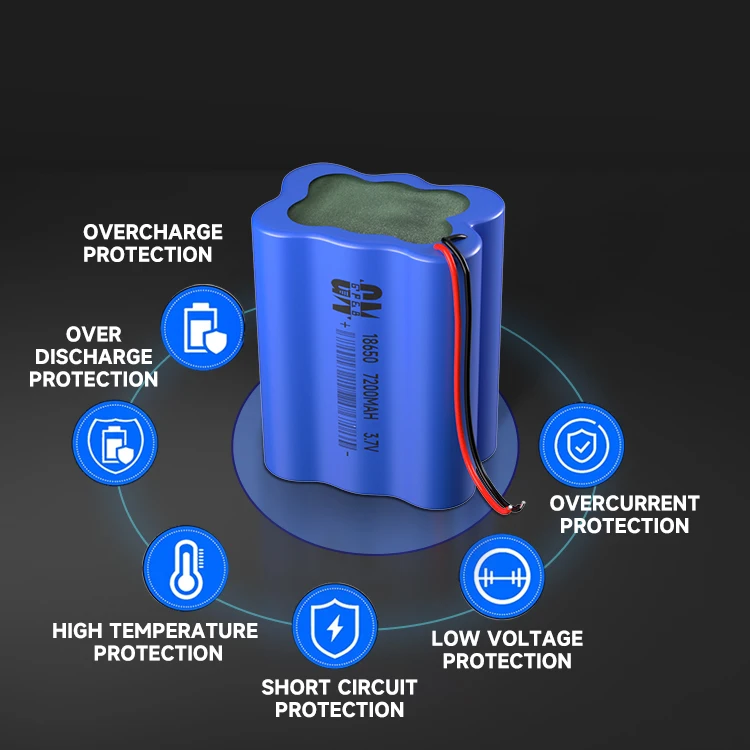 Wholesale 3.7V 7200mah large capacity lithium batteries li-ion rechargeable lifepo4 battery 18650 battery pack