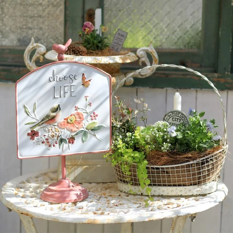 Flower Bird Choose Life ornaments home decoration metal plates for plaques garden and home metal hanging sign