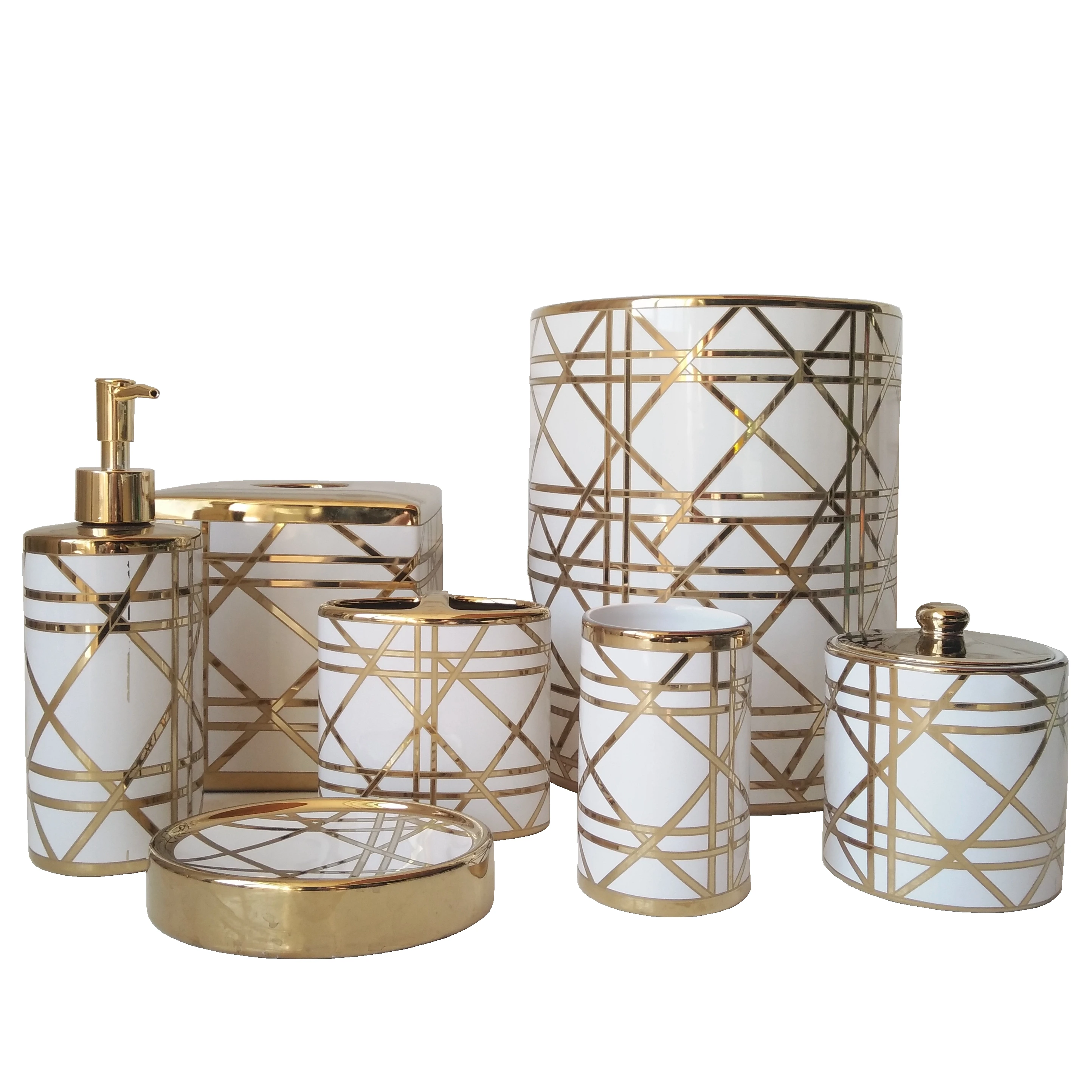 Bathroom Ceramic Sets Accessories Luxury Gold plating Customized Logo Style