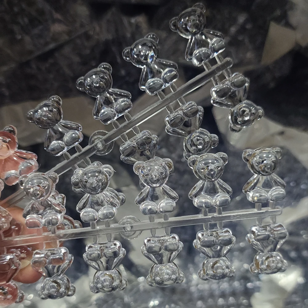 120pcs Cute Transparent Bear Display Shelf Nail Polish Acrylic UV Gel Showing Color Card Flat Bottom Nail Tips Display Board