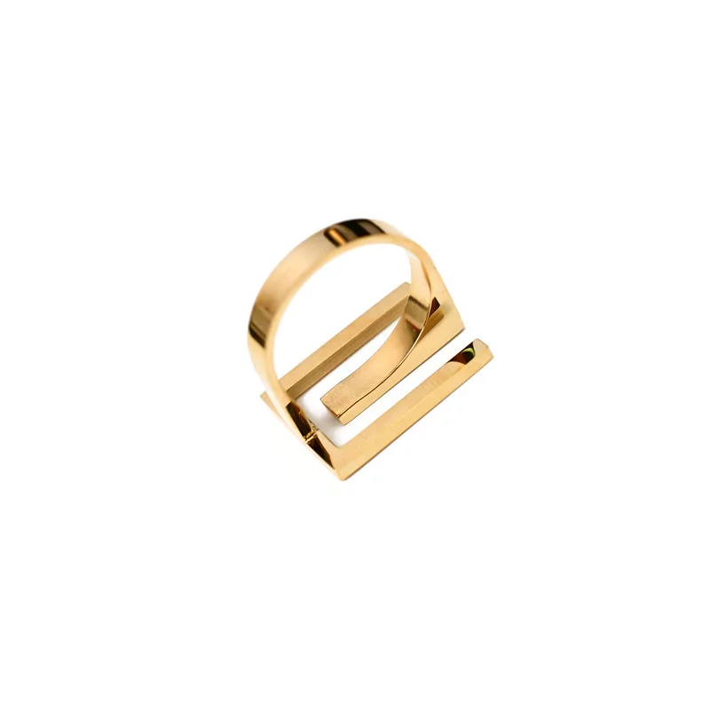 fashion 2020 minimalist korean geometric metal copper gold plated rings  designs for women