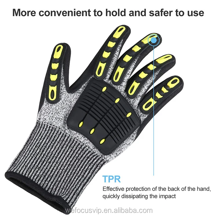 Full Flexibility Tpr Impact Safety Gloves Mechanic Light Duty Impact Nitrile Gloves