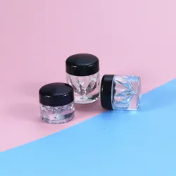 3G loose Powder Jars glitter jar with Sifter Mesh Empty Diy nail glitter container Packing case Black cap diamond shape