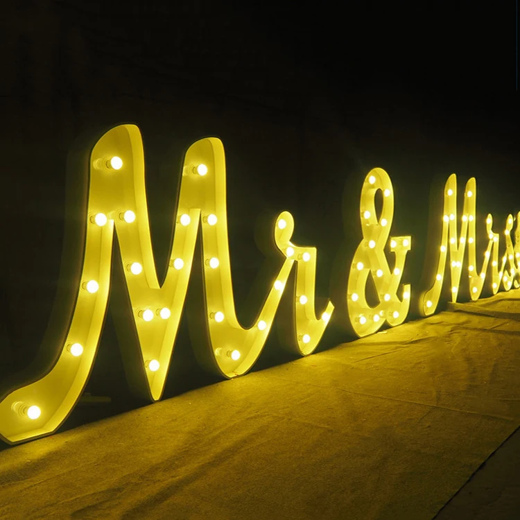Wholesale led signs marquee light vintage mr and mrs signs 4ft marquee letters custom signs light up letters for wedding