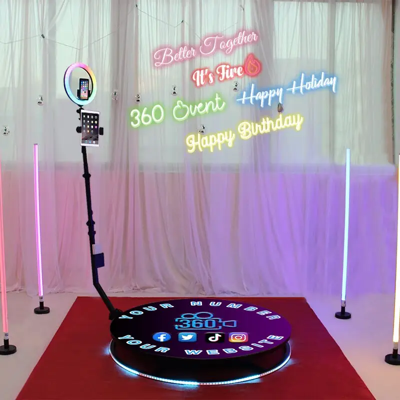 wedding led ring light selfie iPad photobooth track video booth circle 360 camera trackstar 360 photo booth shell