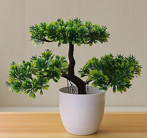 Mini three-pronged welcome pine table pendulum small potted simulation flower bonsai plant home decoration furnishings