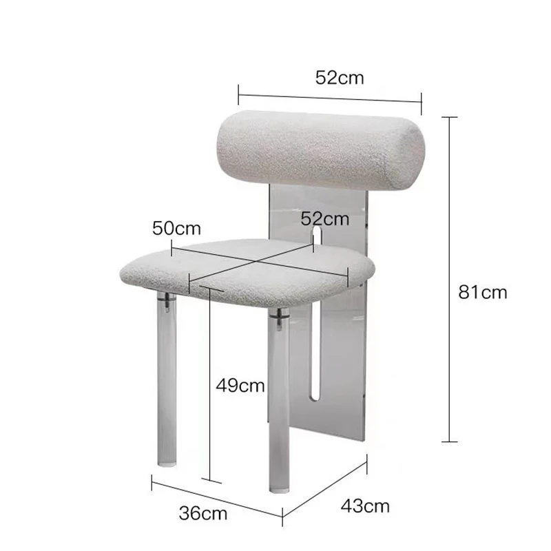 Clear Acrylic Transparent Chair for Home Furniture Living Room Simple Leisure Chair Backrest Dining Chair
