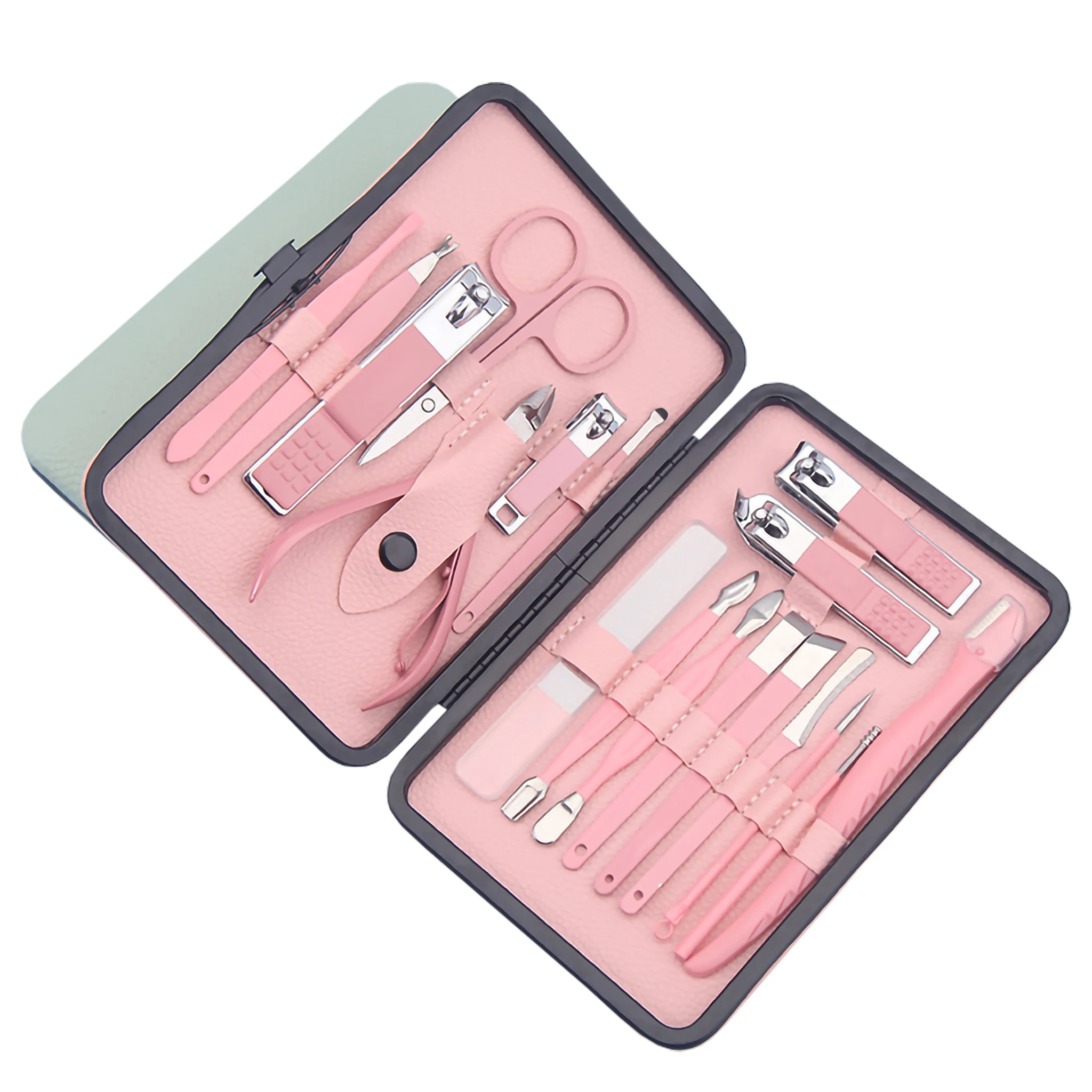 New Arrival 18 In 1 Nail Cutter Set Stainless Steel Nail Clippers Manicure Pedicure Kits Scissors Beauty Tools with Folding Case