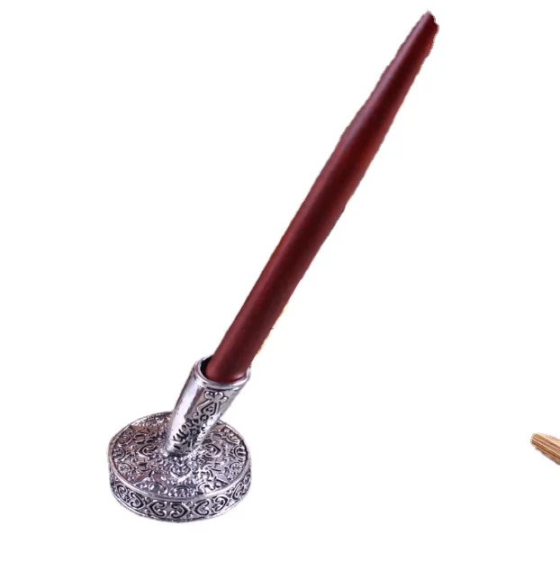 Retro  Metal Pen Stand for Weddings Writing Quill Calligraphy  Wooden Feather Pen And Gifts Pen