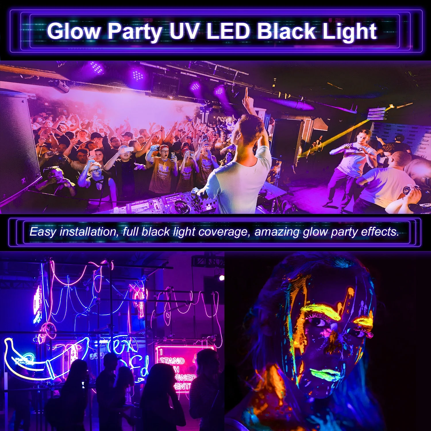 Us Stock UV Flood Light 80w 100w 150w Stage Party Dj Portable Disco Lights Led Uv Black Lights