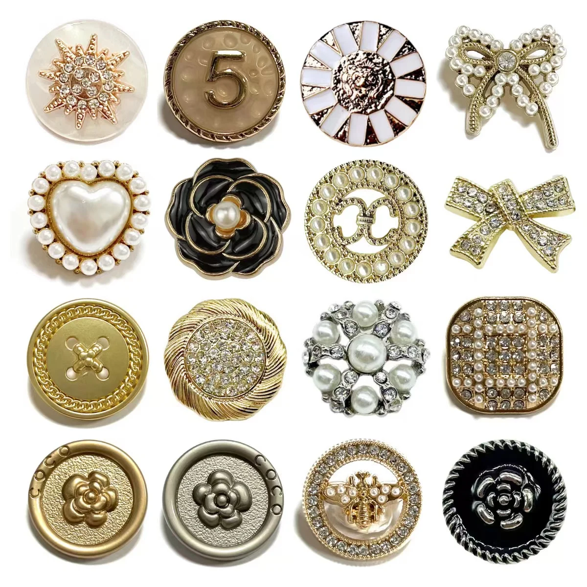 Custom Garment Accessory Embellishment Coat Round Gold Pearl Metal Button for Sale