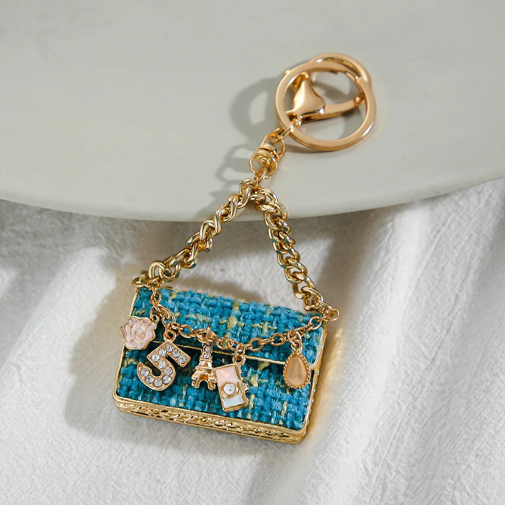 Korean Crystal Rhinestone Handbag Shape Keychain Keyring Lanyard Llavero Sparkling Purse Bag Charm Crystal Rhinestone Keychain