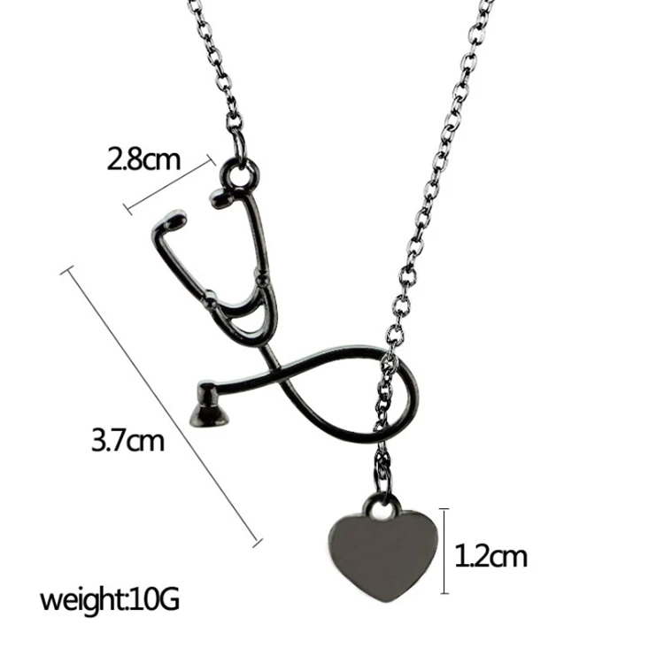 Yiwu jewelry I LOVE U doctor ожерелье из стетоскопа Регулируемая цепочка для свитера модное золотистого и серебристого сплава