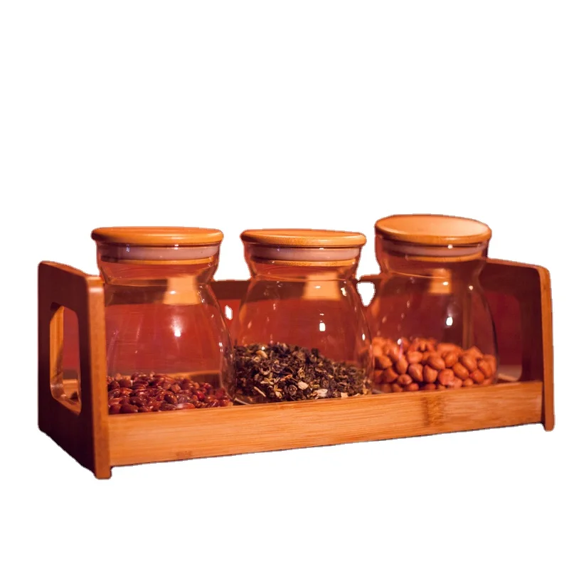 hot sale!!! Kitchen helper glass storage container for honey condiments Glass Storage Jar Set Glass Tank for kitchen Utensil OEM