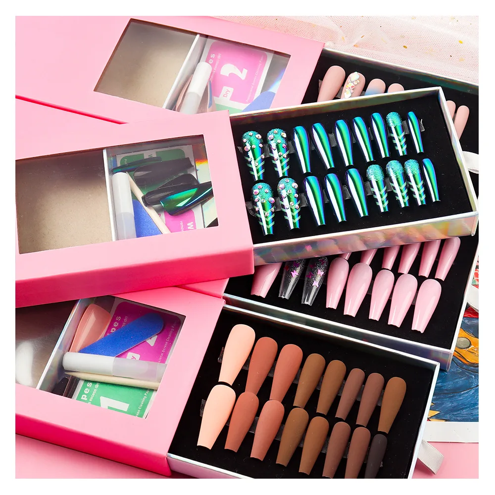 Custom Size Nails Box Luxury Design 2022 Paper Packaging Rigid Magnetic Press on Nails Box