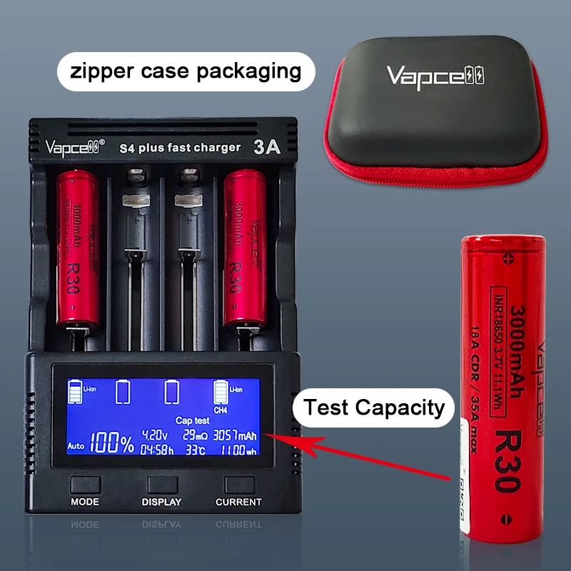 Vapcell R30 18650 3000 мАч 3 6 В 18 А литий-ионные аккумуляторы высокой емкости с длительным сроком службы для электроинструментов 30q