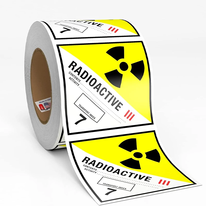 Custom  Nuclear Radiation Hazard Label Suffocation Radioactive Iii Hazmat High Voltage  Safety Warning Sign Label Sticker