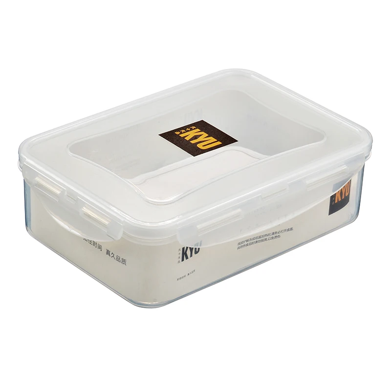 food grade material BPA free 1.6L rectanlge flat  PP airtight square shape storage box food container for kitchen