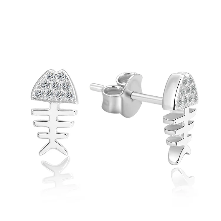 Nickel Free Kids Jewellery Bulk Wholesale Earrings 925 Sterling Silver Fish Bone Jewelry Earring