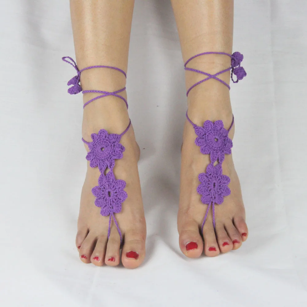 Crochet Girl Summer Barefoot Beach Sandals for Beach photos