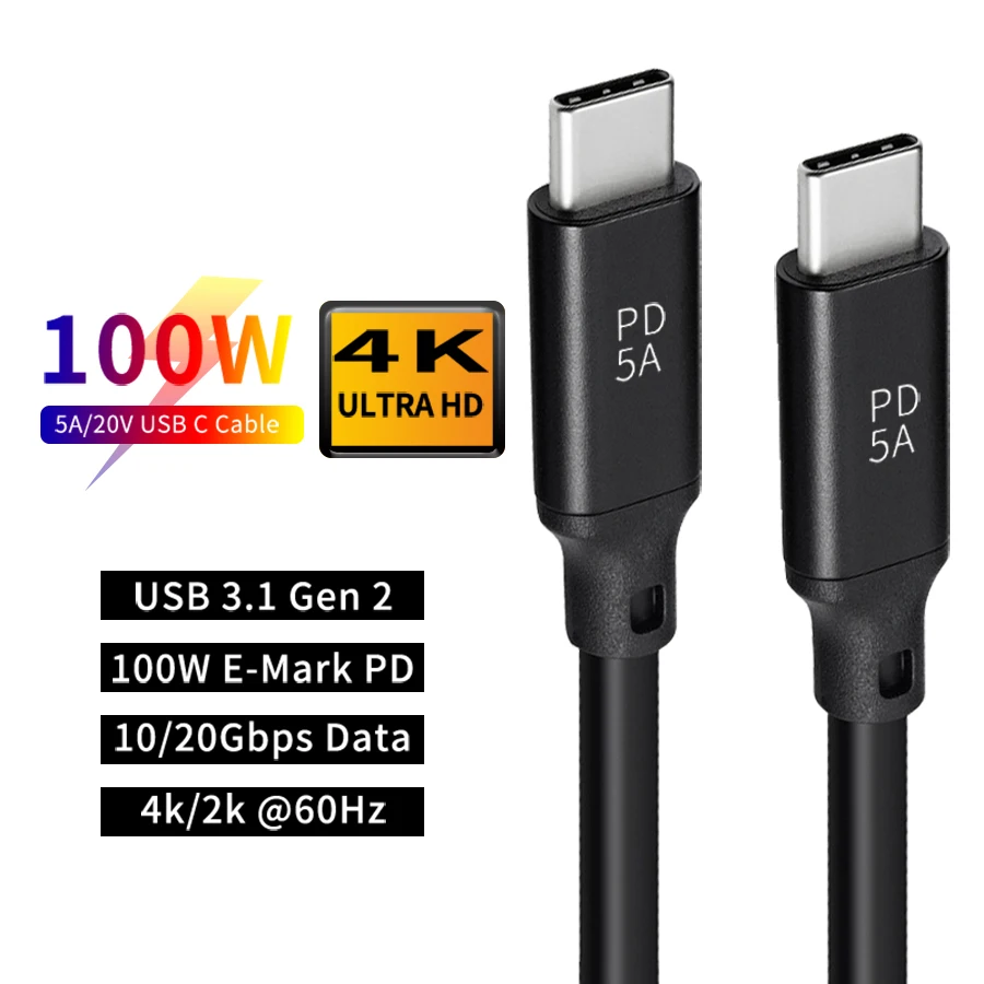 DataRoad PD connect laptop 5A 100W 10Gbps fast type c to type c data charging cable