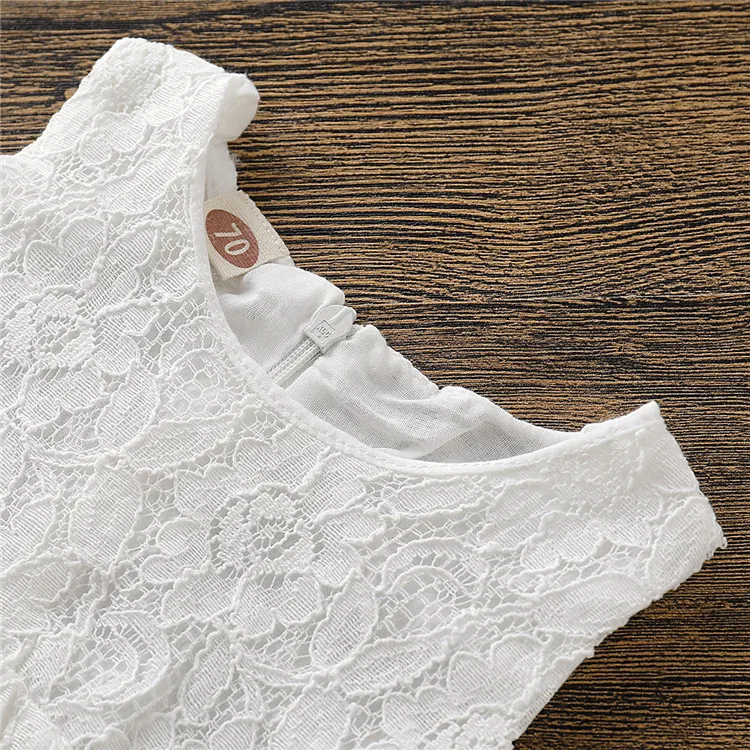 
Baby Girl Summer Clothing Sets white lace Top + Denim ruffle shorts 2pcs girls Outfits 