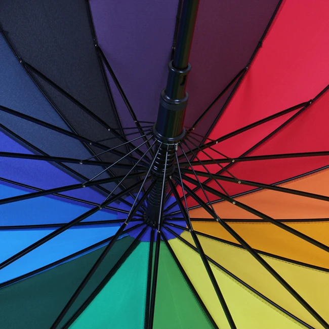 promotional 16 colors rain bow rain umbrella
