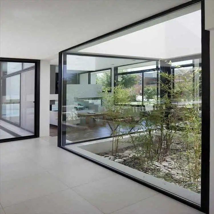 Customized Australian Townhouse Aluminum Double Safety Frosted Glass Big Picture Window Floor To Ceiling Fixed Window