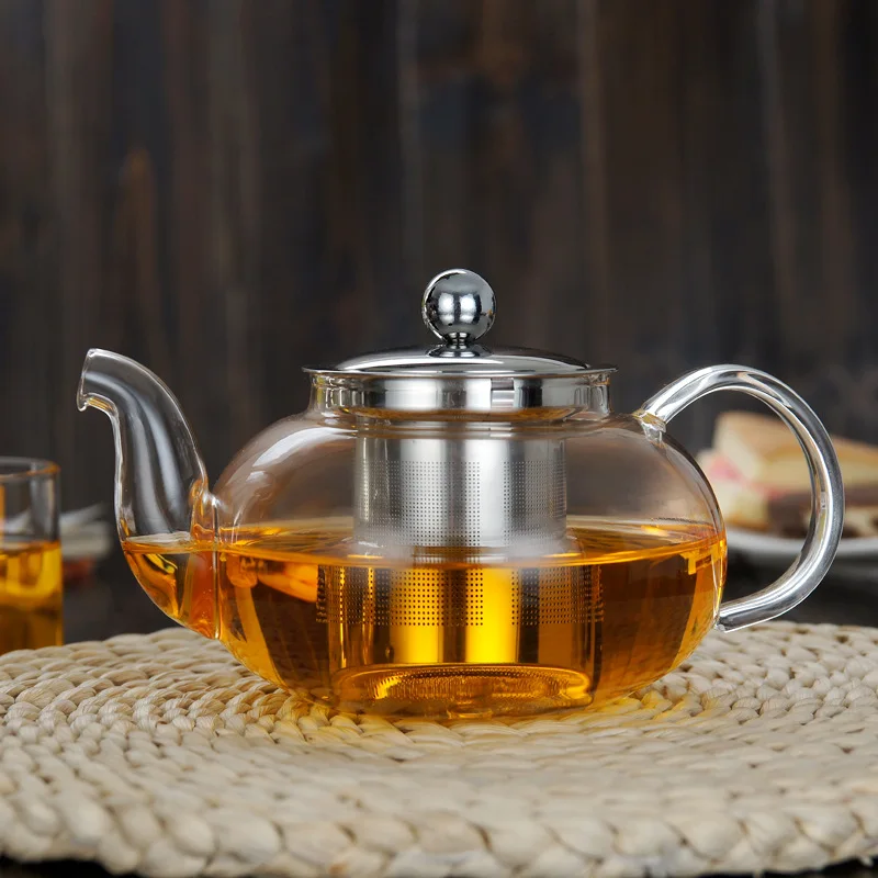 800ml Stovetop Safe Loose Leaf Pyrex Glass Teapot Durable Glass Tea Kettle With Removable Stainless Steel Infuser