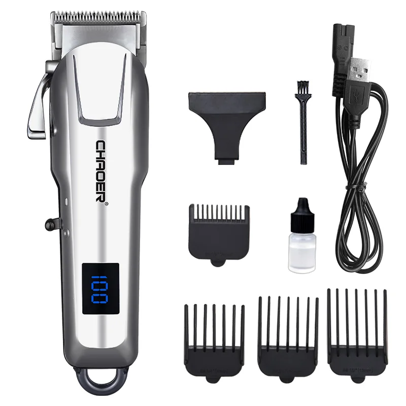 2022 Hot Selling LCD Display T Blade Professional Electric Safe Cordless Hair Clipper Trimmer Haircut Grooming Kit for Men
