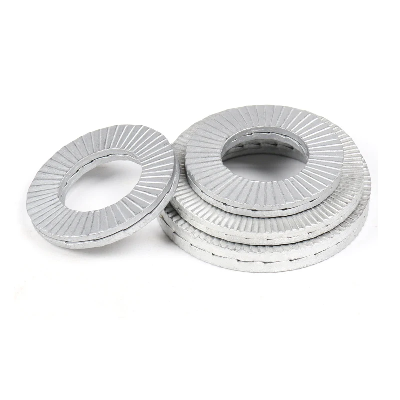 DIN25201 Circular bilayer serrated anti slip washer double knurling anti-Loose wedge pair locking washer