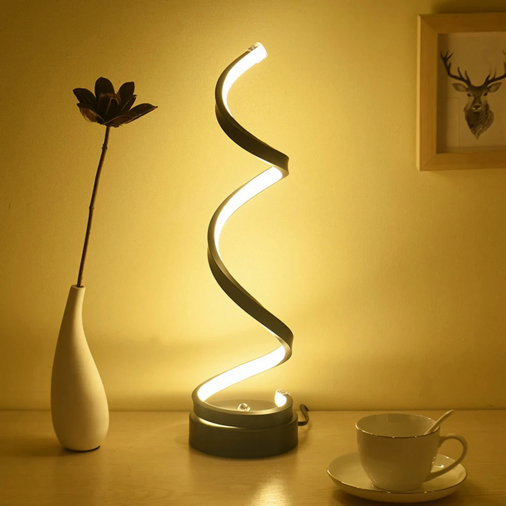 Spiral Wave Curve Design  Bedroom Beside Lamp Home Creative Home Decoration Desk Lamp Lighting